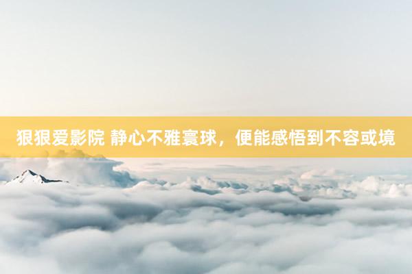 狠狠爱影院 静心不雅寰球，便能感悟到不容或境