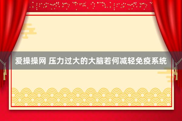 爱操操网 压力过大的大脑若何减轻免疫系统