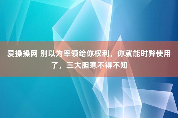 爱操操网 别以为率领给你权利，你就能时弊使用了，三大胆寒不得不知
