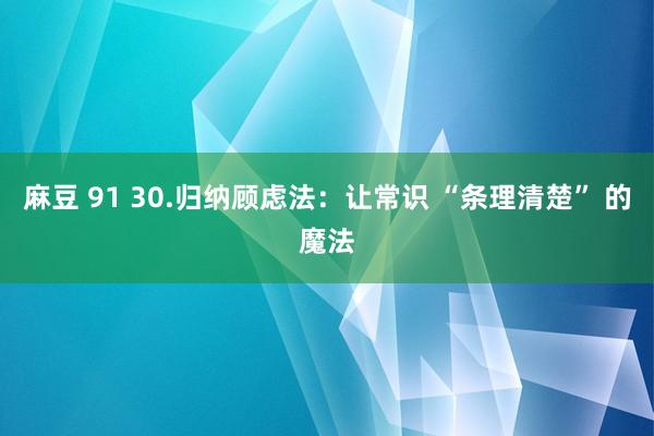 麻豆 91 30.归纳顾虑法：让常识 “条理清楚” 的魔法